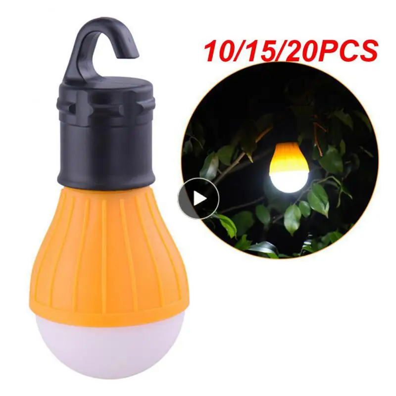 

10/15/20PCS Mini Light Bulb Led Waterproof Lamp Portable Led Camping Light Bulb Outdoor Hook Emergency Lights Tent Light Plastic