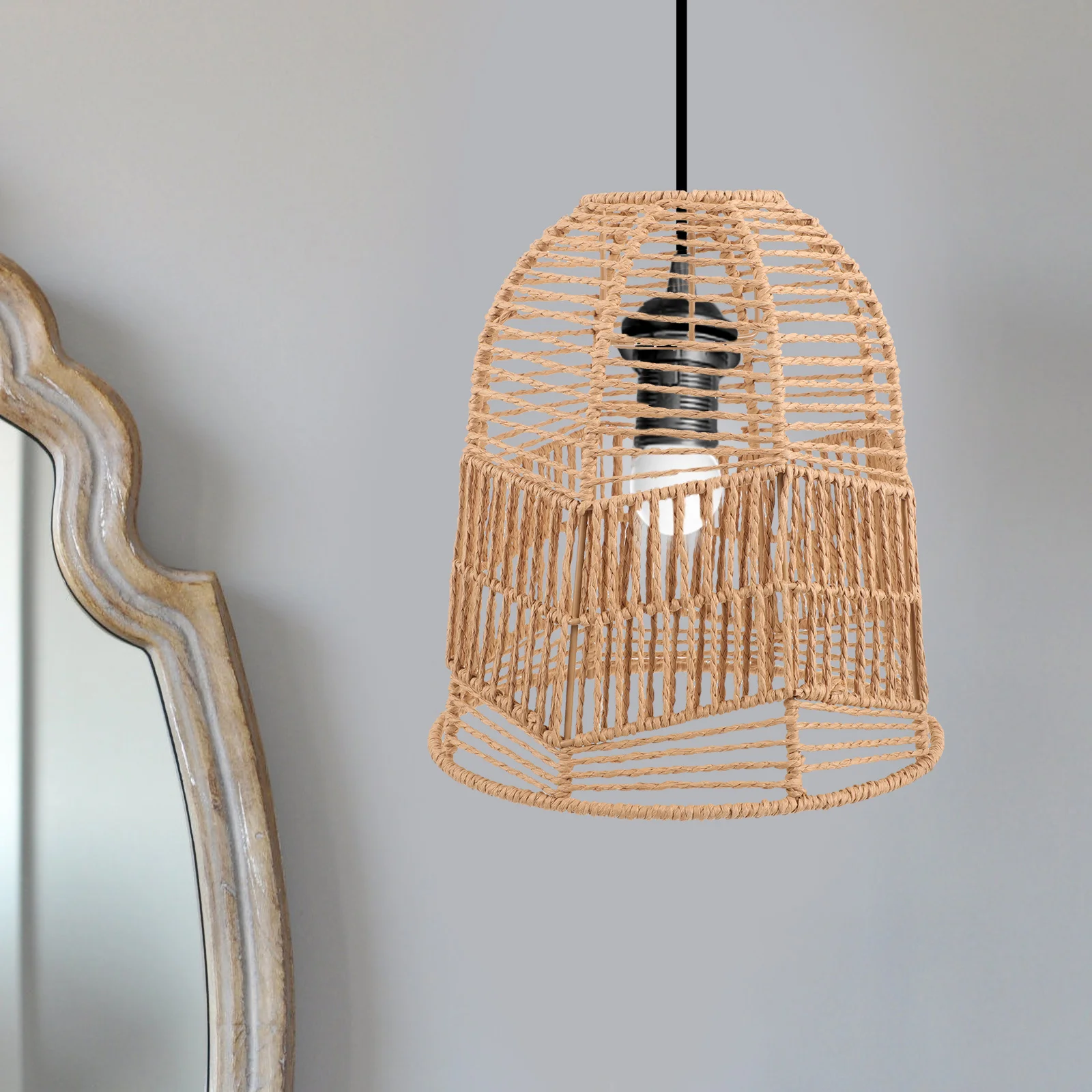 

Lamp Cover Vintage Lamp Shade E27 Socket Woven Light Cover For Ceiling Lamp