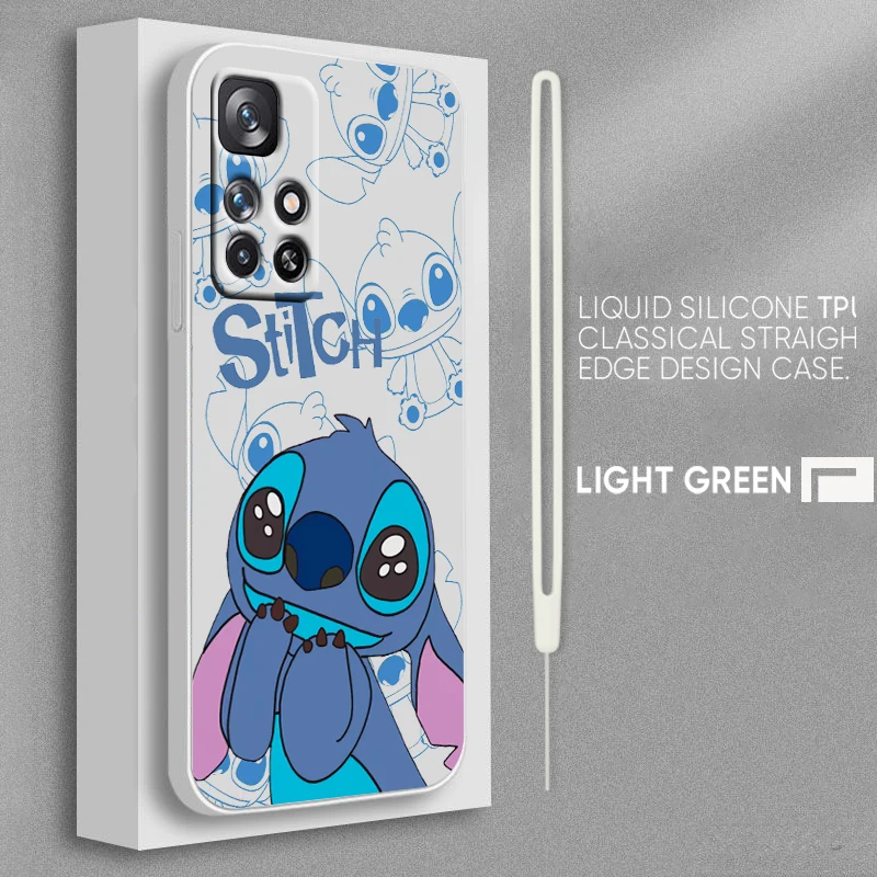 

Disney Cute Stitch Phone Case For Xiaomi Redmi Note 12 11T 11S 11E 10S 10T 10 9T Pro Plus Liquid Rope Funda Cover