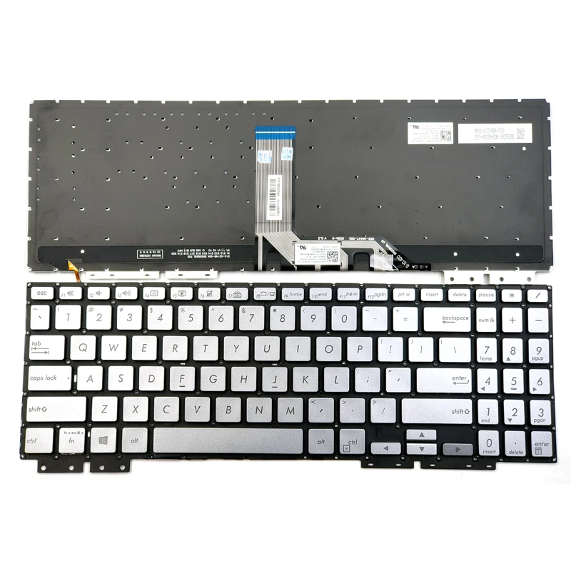 

New For Asus ZenBook Flip 15 UX562F UX562FA UX562FAC UX562FD UX562FDX UX562FDX-A1005R Silver Laptop Keyboard US Backlit