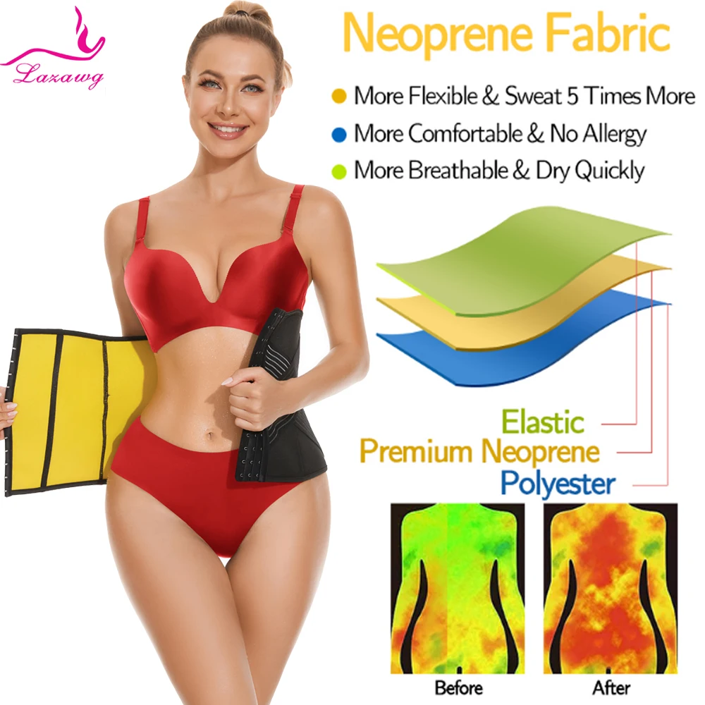 LAZAWG Women Waist Trainer Belt Women Fat Burning Sauna Belt for Weight Loss Firm Support Waist Cincher Fitness Slimming Belt