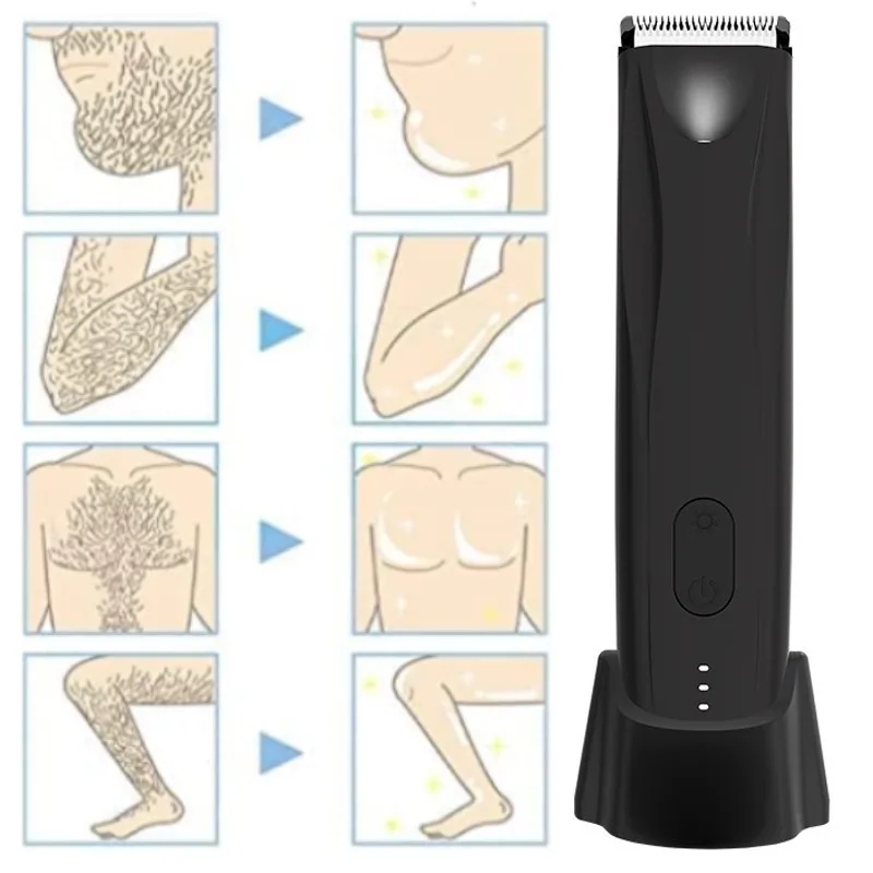 Pubic Hair Trimmer for Men Electric Groin Epilator Male Body Hair Clipper Ipx7 Waterproof Ultimate Hygiene Face Razor Shaving