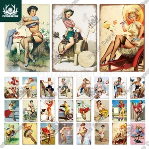 Putuo Декор ПИН вверх девушка винтажный Сексуальный Металлический жестяной знак постер декоративная табличка Бар Паб Клуб человек пещера Декор Ретро украшение на стену