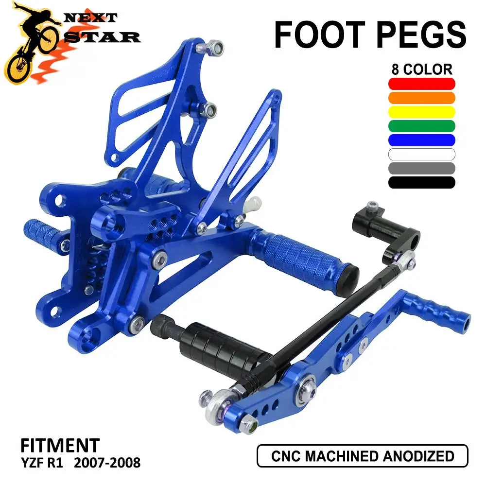 

Motorcycle Adjustable Rear FootRest Footpegs Foot Pegs Pedals For YAMAHA YZF-R1 YZF R1 2007 2008