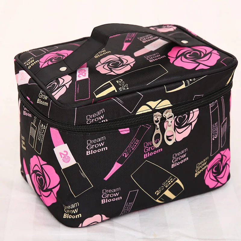 

Woman Cosmetic Bags Striped Pattern Organizer Makeup Bag Folding Travel Toiletry Bag Large Capacity Storage Beauty Bag