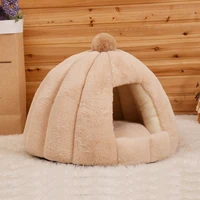 circular semi enclosed pet nest small and medium sized cat and dog house in autumn and winter velvet cat accessories