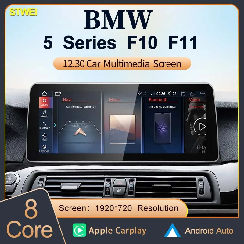 Android 13 12 3-дюймовый беспроводной автоматический CarPlay для BMW 5 серии F10 F11