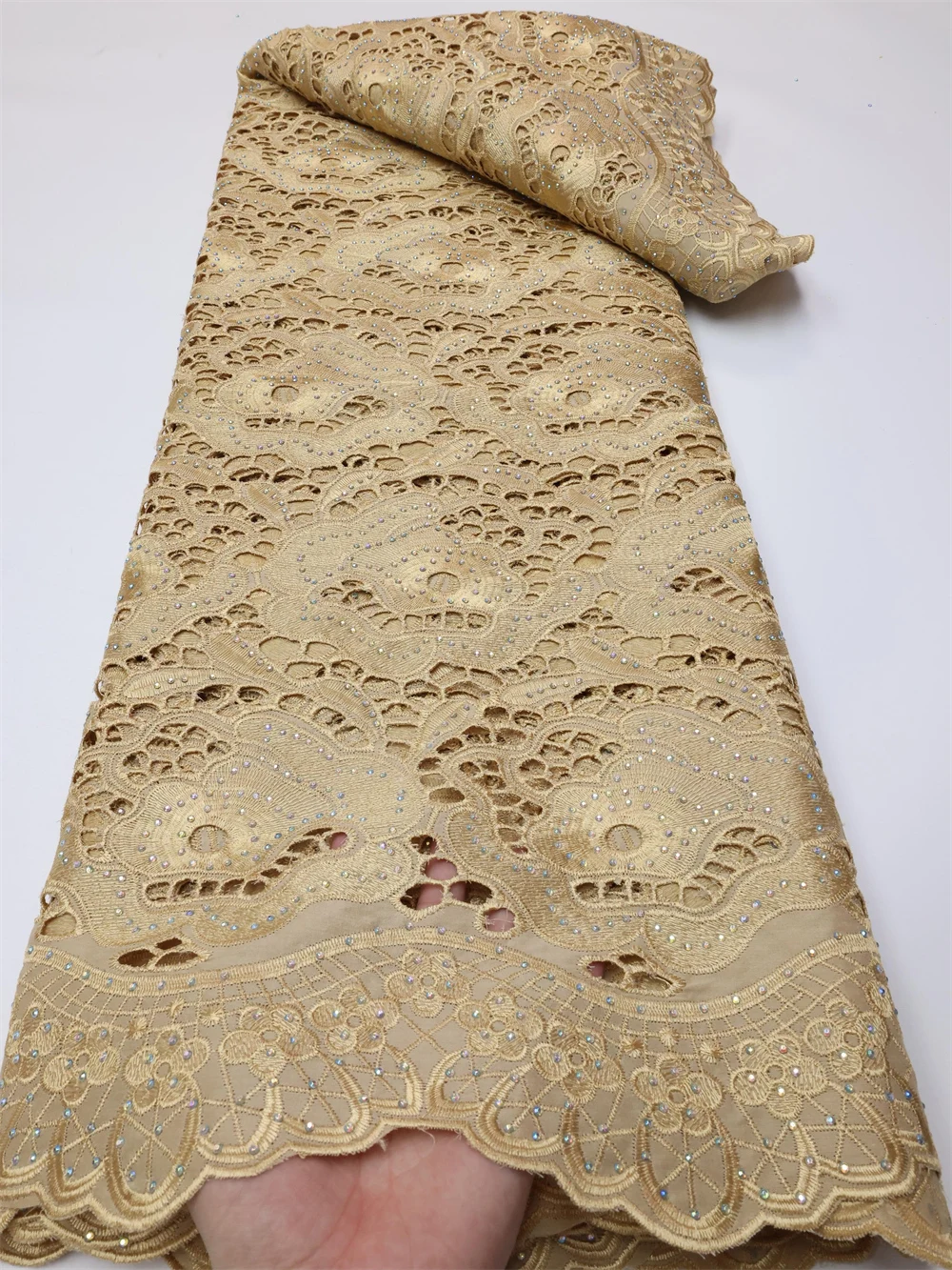 Нигерийская кружевная ткань NI.AI с африканской вышивкой, гипюрой, камнями, французской сетчатой сеткой для праздничных кружев для женщин на вечеринке LY941.