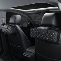 luxury car seat back organizer with rhinestone design headrest hanging storage bag for back row pu leather auto storage pocket