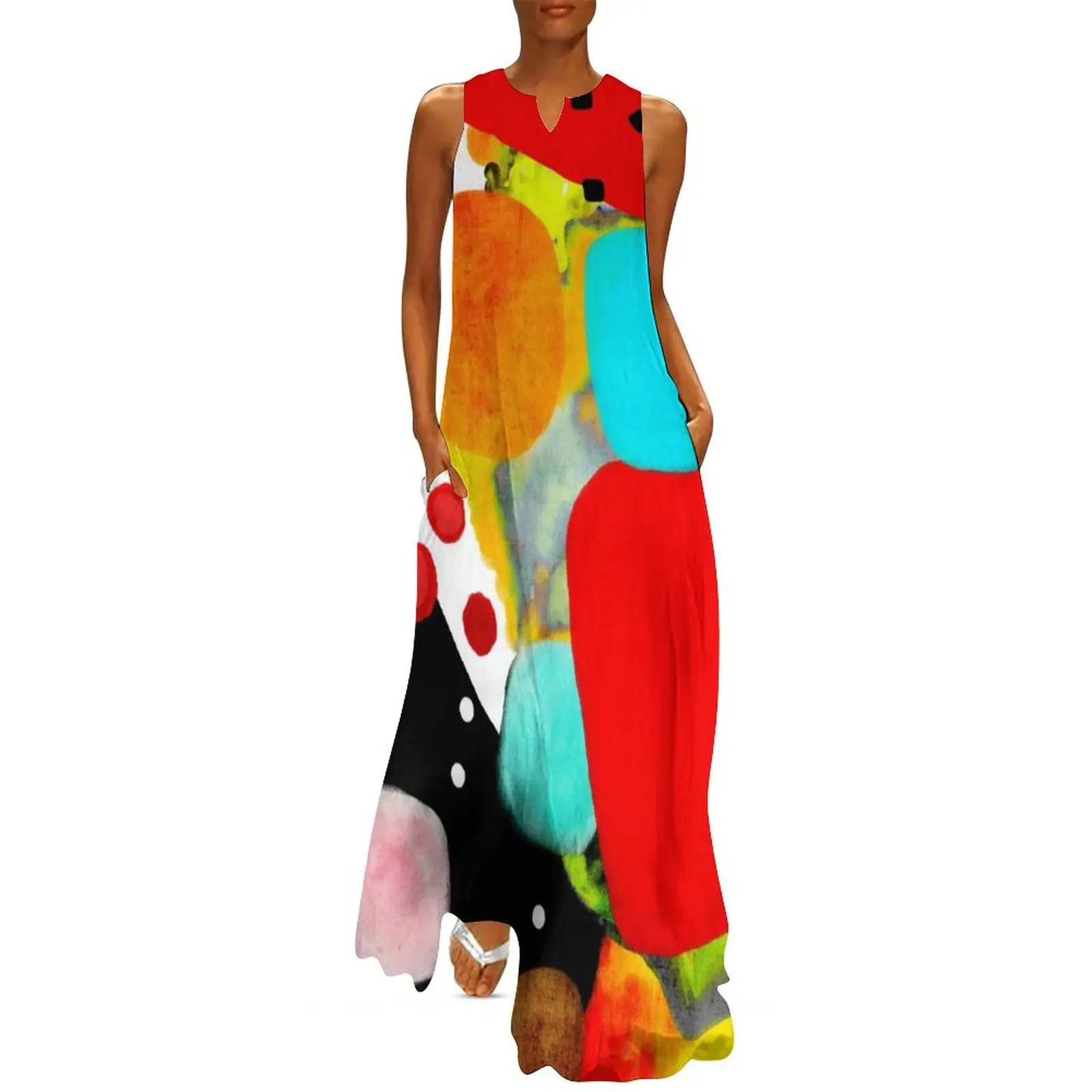 Черное абстрактное длинное платье ручной работы летние платья женские 2025 года