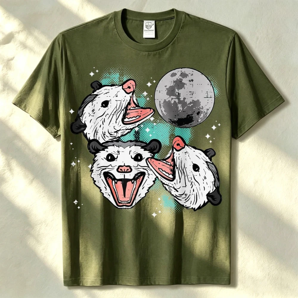 Фото Футболка с изображением оpossums Face Moon Possum Head для мужчин, женщин, мальчиков и девочек, забавная футболка для активного отдыха, высококачественная хлопковая футболка с короткими рукавами, уличная одежда унисекс №4