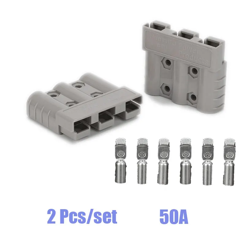 

2 Pcs Three-Pole Plug Forklift Battery Charging Plug Power Connector Battery Connector 50A Plug For Anderson Plug