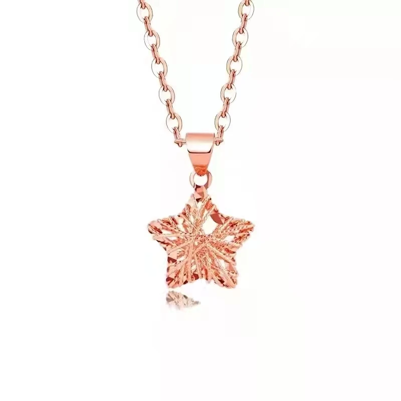 

Ожерелье MUZHI из настоящего 18-каратного золота, кулон, цепочка из чистого золота AU750, полые романтические пятиконечные звезды для женщин, свад...