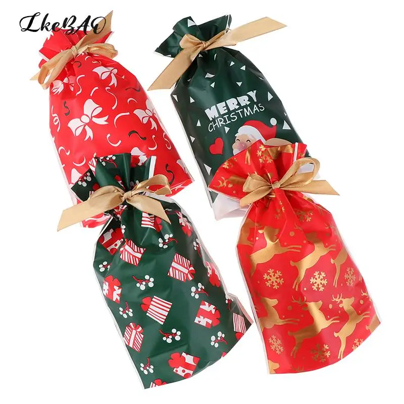

10pcs Candy Bag Snowflake Crisp Drawstring Bag Navidad Santa Gift Bag Christmas Decorations For Home New Year 2023 Presents