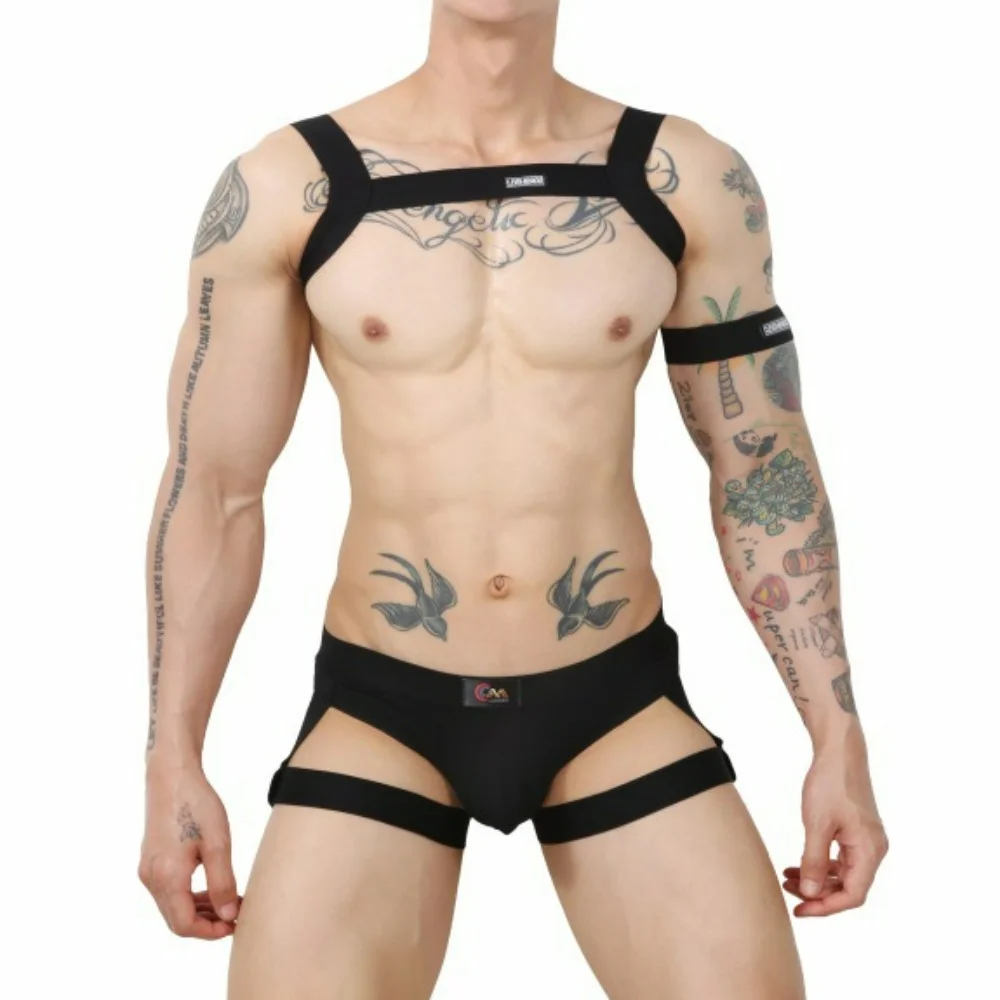 Men's Super Sexy Leggings Thong With Strappy Underwear Large Suspender Vest Chest Strap Muscle Tight Fitting Temptation Flirting