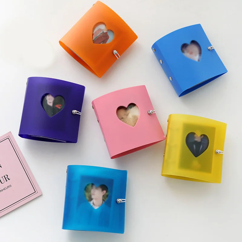 

3 Inch Mini Photo Album Love Heart Hollow Storage Books PVC Multicolor Small Credit Name Card Storage Holder Picture Album
