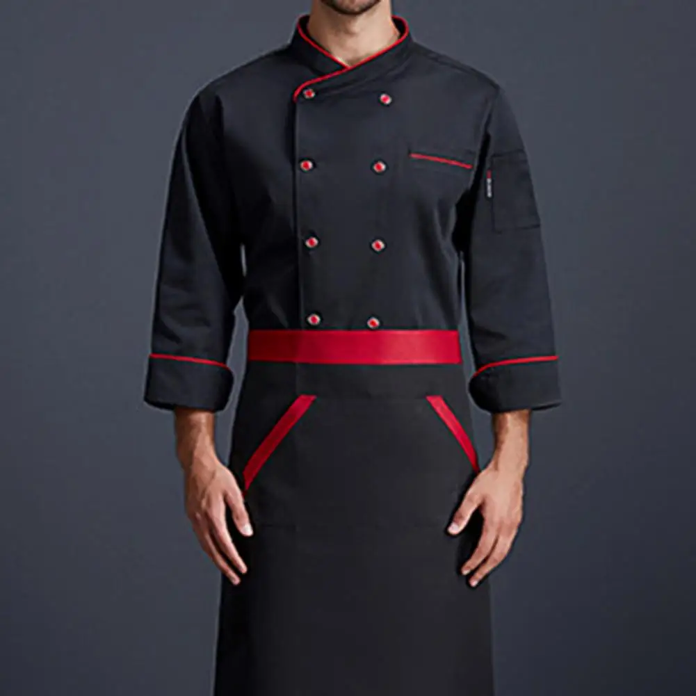 

Профессиональная унисекс куртка для шеф-повара, двубортная влагопоглощающая куртка для шеф-повара, верхняя одежда для официанта, кухонная ...