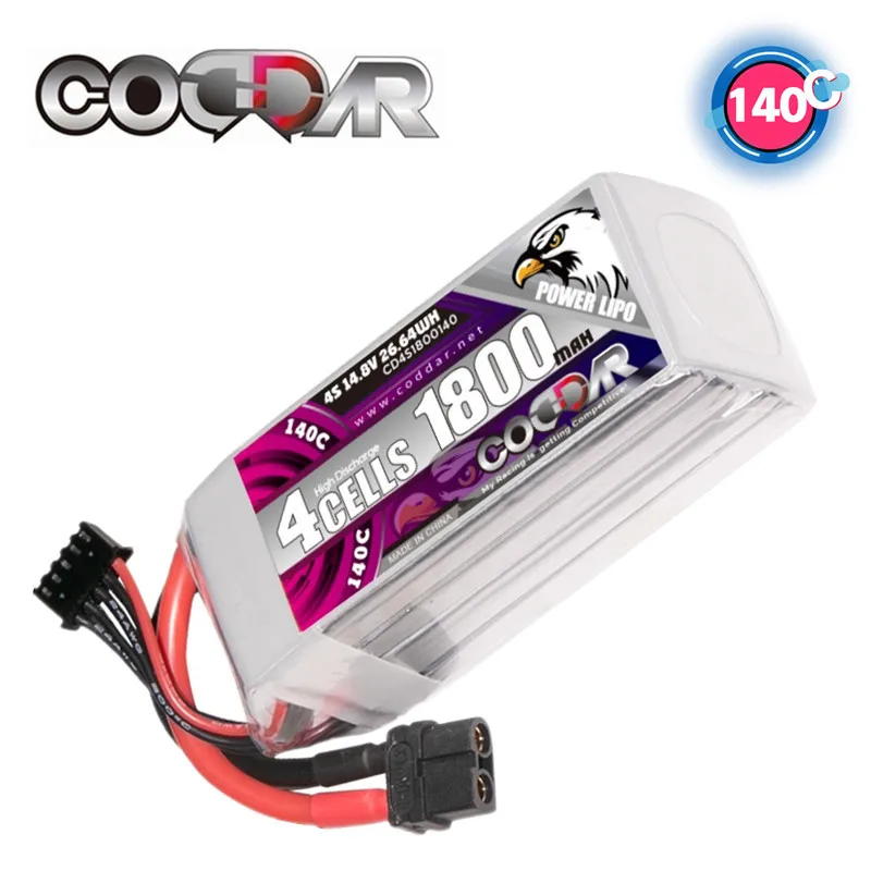 

CODDAR 4S 14.8V 1800mAh 140C RC LiPo Battery 14.8V For RC Drone Helicopter Airplane Car Boat Quadrotor 1800mah Battery XT60/XT30
