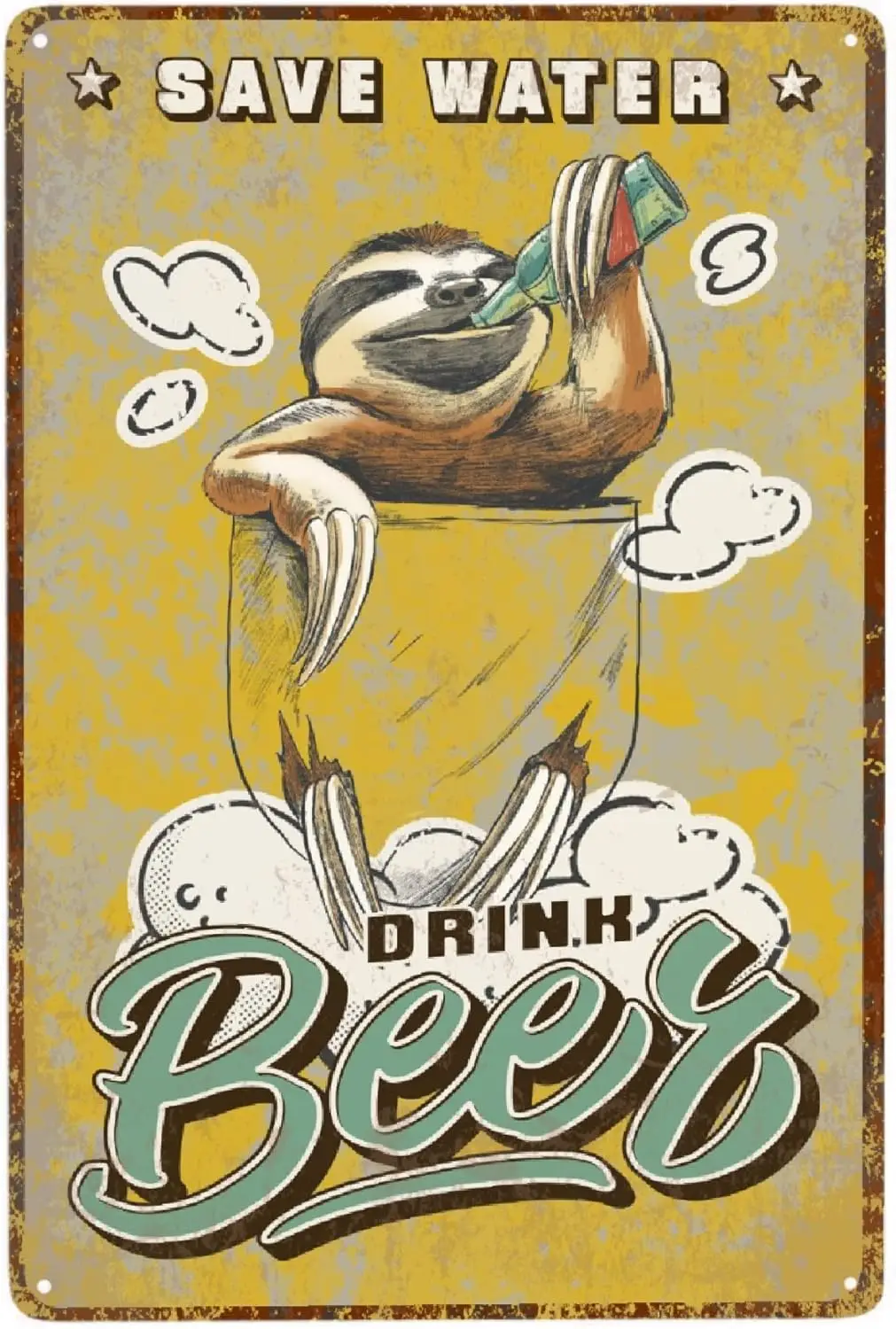 JOCASA Ленивец Save Water Drink Beer Винтажный металлический плакат вывеска декор-ретро