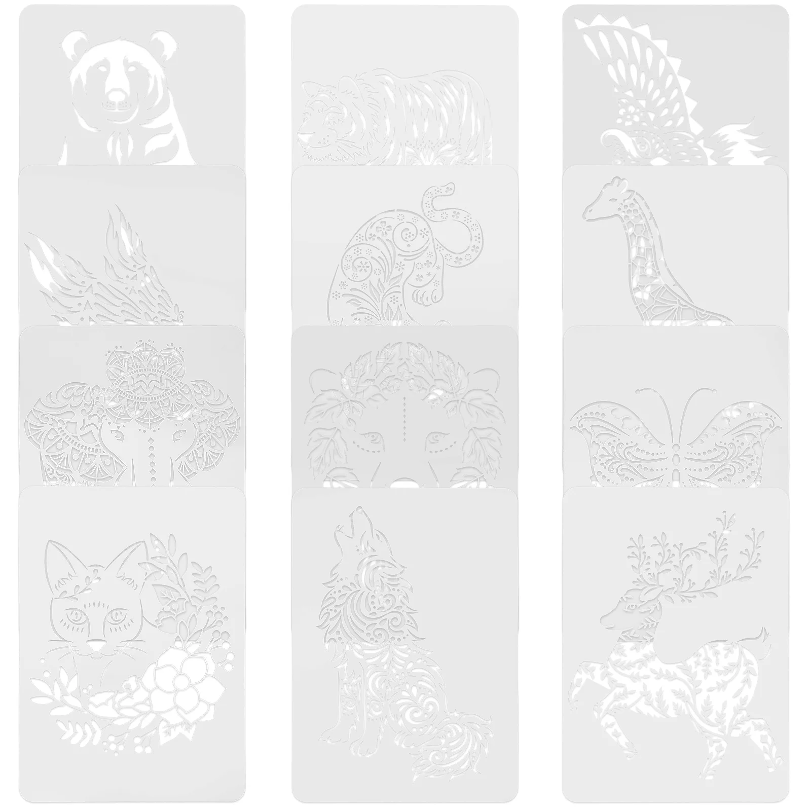 

12 Pcs Paint Stencils Walls Tools Children's Room Large Painting Crafts Plastic Wood