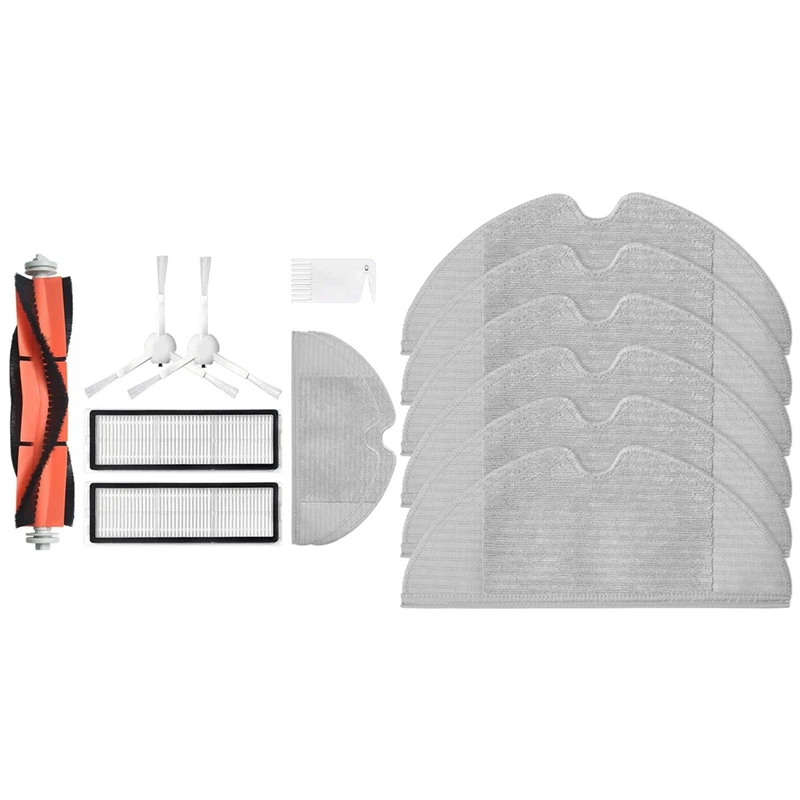 

2 Set Vacuum Cleaner Accessories: 1 Set Main Brushes Filters Side Brush & 1 Set Cleaning Cloth Mop