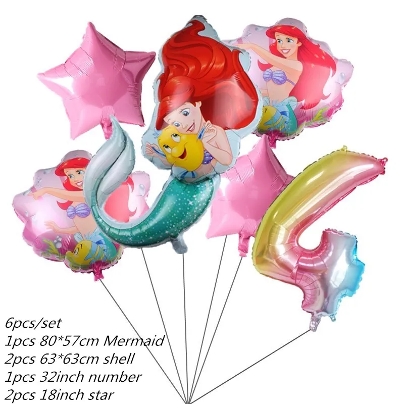 

Русалочка принцесса Ариэль набор посуды для девочек украшения на день рождения воздушный шар бумажная тарелка чашка скатерть товары для вечеринок