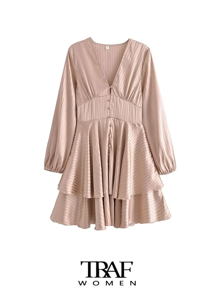 

Платье-мини женское с длинным рукавом и пуговицами спереди