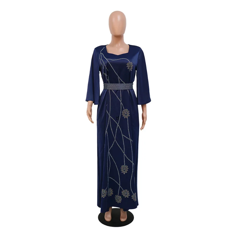 Gulf Abayas For Women Turkey Elegant Long Sleeve Dress Muslim Fashion Diamond Party Dresses Belted Kaftan Dubai Ramadan