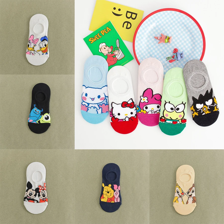 

Kawaii Sanrios Figures No-Show Socks Cartoon Hello Kittys Cute Breathable Low-Cut Socks Anime My Melody Summer Ankle Socks Gift