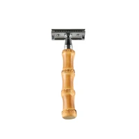 2022 new style creative retro vintage handmade natural wooden bamboo root handle hair beard shaving safety razor manual shaver