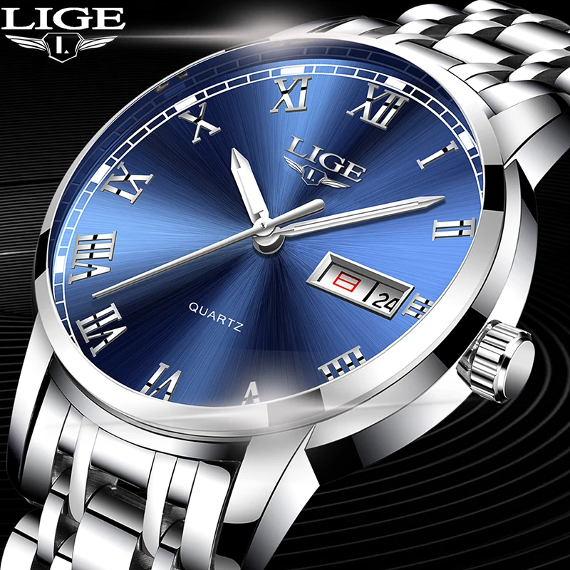 

Часы наручные мужские водонепроницаемые, спортивные брендовые роскошные кварцевые деловые, из нержавеющей стали