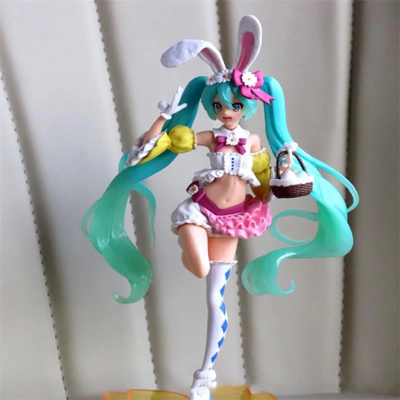 

23cm Pvc Anime Figure Hatsune Miku Spring Clothe Dance Rabbit Ears Hatsune Model Toy Movable Doll Collection Model Ornament Gift