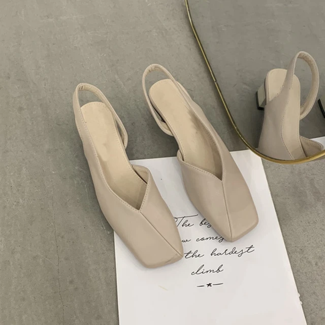 SUOJIALUN 2022 Summer Women Slingback Shoes Square Low Heel Shallow Slip On  Ladies Mules Shoes Square Toe Toe Female Dress Slide - купить по выгодной  цене | AliExpress