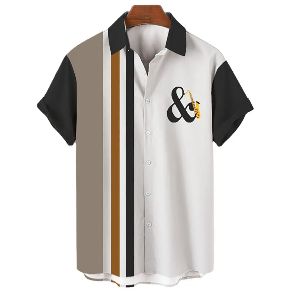 

Men's Hawaiian Shirts Casual Button Down Musical Instruments 3D Print Loose Short-sleeve Beach Blouses Tops Camicias EU Size 5XL