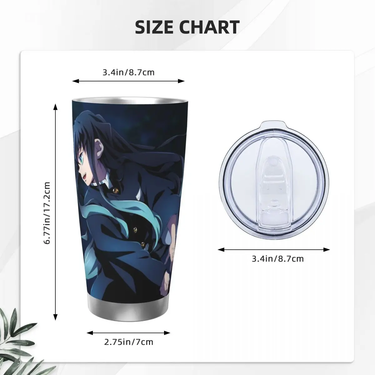 Muichiro Tokito Demon Slayer 20 унций из нержавеющей стали с изоляцией термокофейная