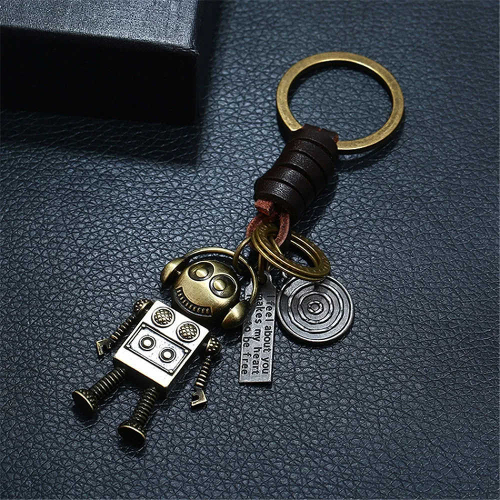 

Vintage Bronze Earphone Robot Lettering Alloy Keychain Backpack Car Key Pendant Trendy Keyring Accessories Punk Jewelry Gifts