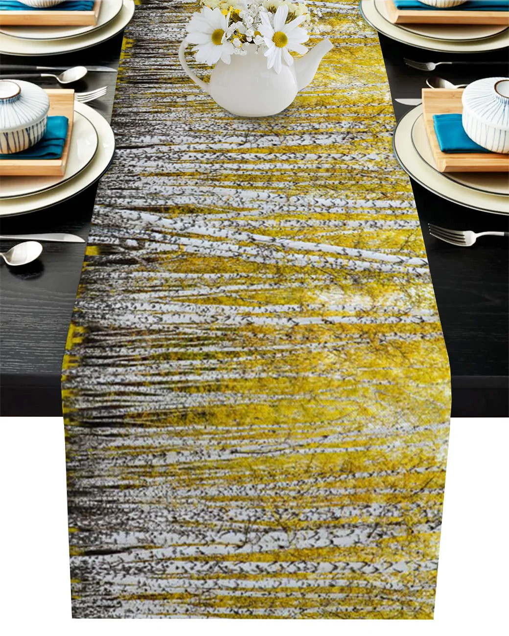 

Aspen деревья Осенние деревья настольная дорожка свадебное украшение Женская декоративная хлопковая льняная настольная дорожка