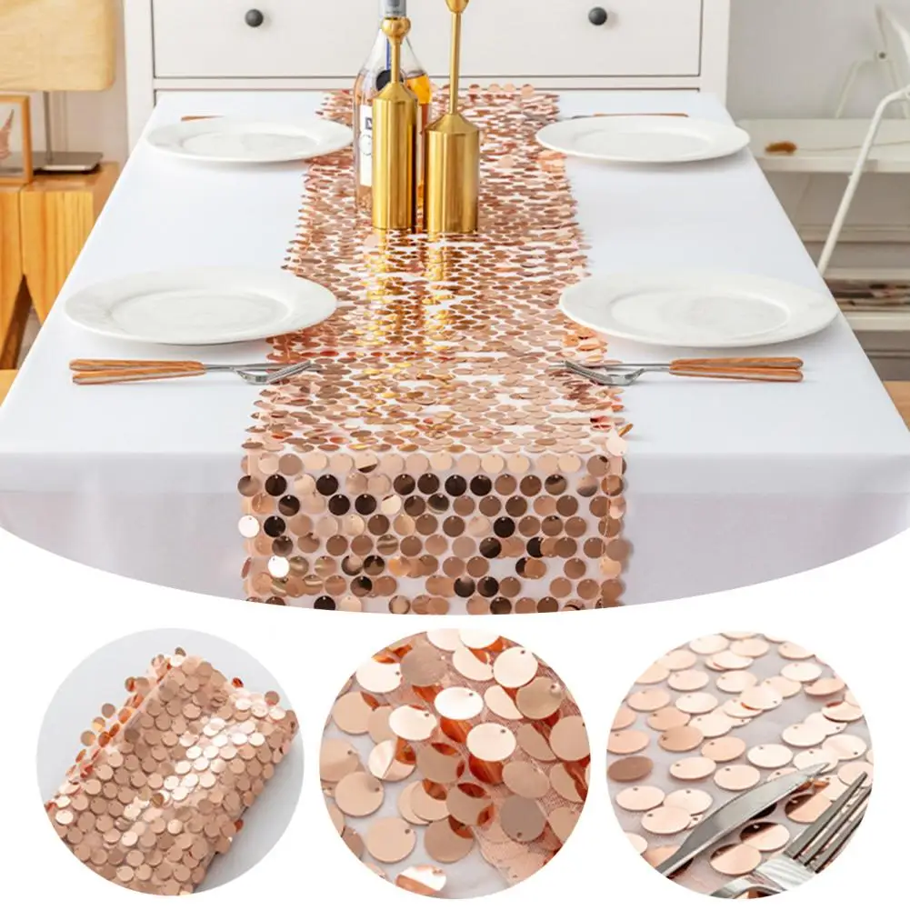 

Table Runner Sparkling Sequin Table Runner Long-lasting Colorful Decoration for Dinning Table or Mermaid Party Party Table