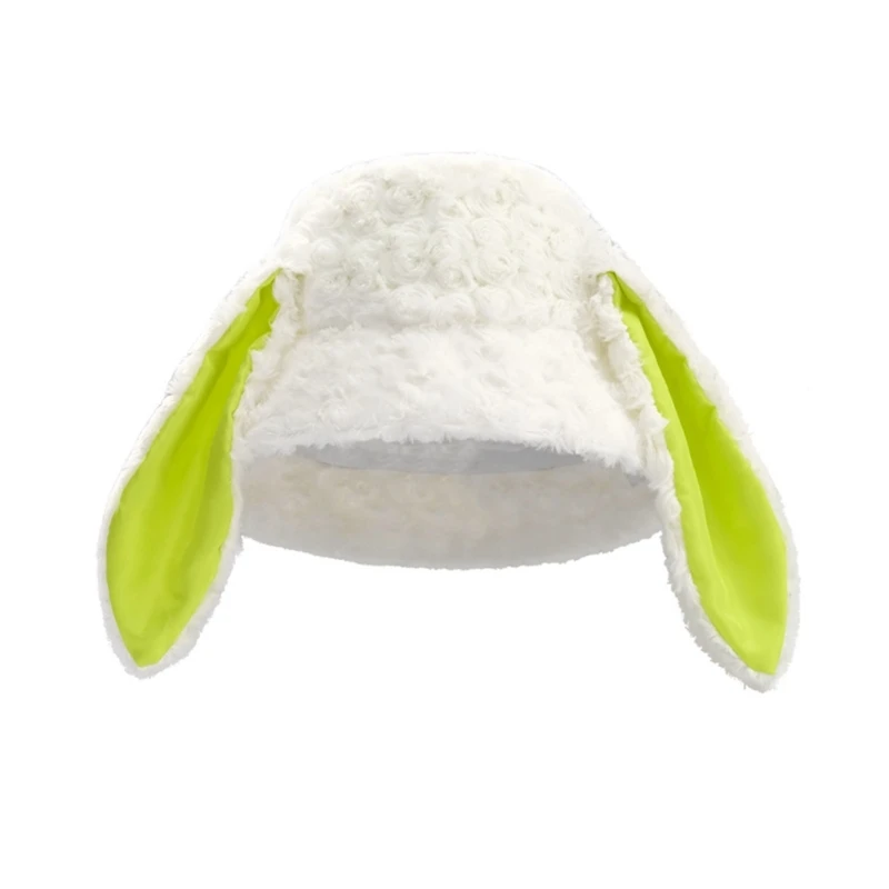 

Cartoon Bunny Ear Shape Bucket Hat Cute Ladies Outdoor Sports Fisherman Hat for Casual Winter Keep Warm Hat for Teens