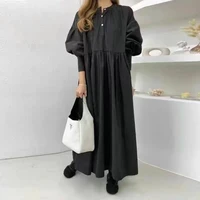 korean loose large knee length shirt skirt sweet lantern sleeve doll skirt dress elegant autumn 2022