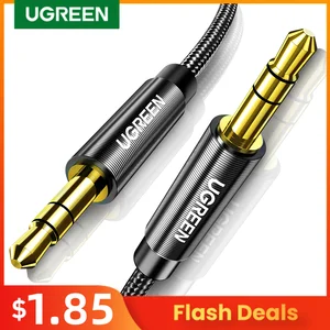 Ugreen Aux Кабель Джек 3.5 мм Аудио Кабель 90 Градусов Прямой угол 3.5 мм AUX для iPhone 6 Автомобилей Наушников Beats динамик AUX кабель MP34 xiaomi redmi 5 plus  Mi 4X mix 2  a1  mi 6 Samsung galaxy s9 Кабель AUX