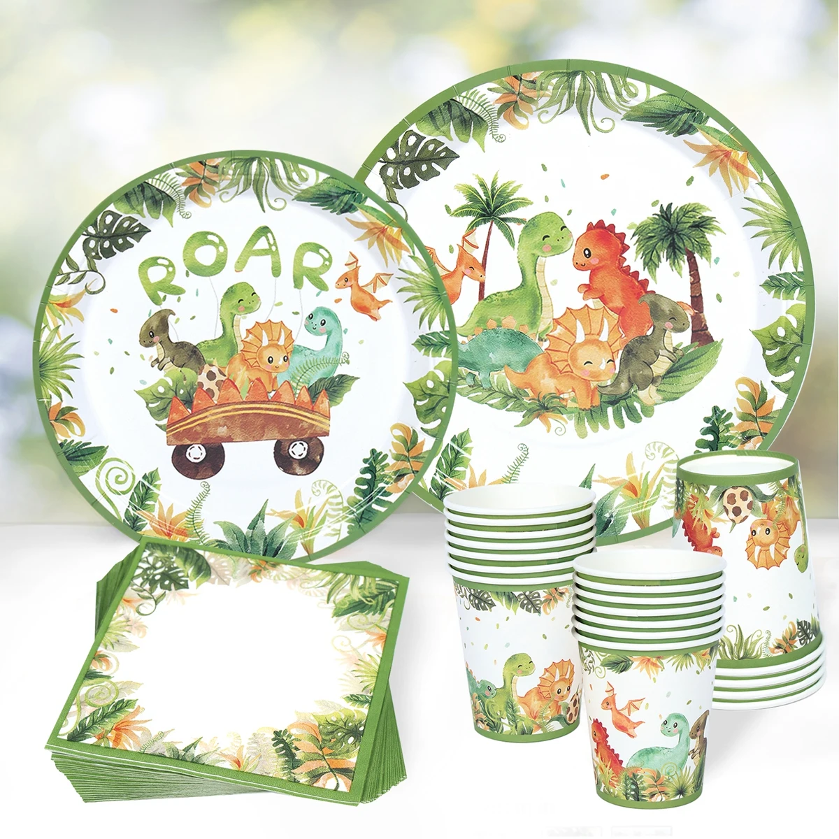 

Dinosaur Theme Disposable Tableware Jurassic Dinosaur Birthday Supplies Safari Party Decorations Baby Shower 1st Jungle Birthday