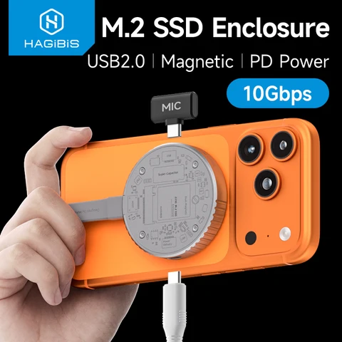 Hagibis Magnetic M.2 2230 NVMe SSD Enclosure для iPhone 16 Pro 17 ProRes MacBook