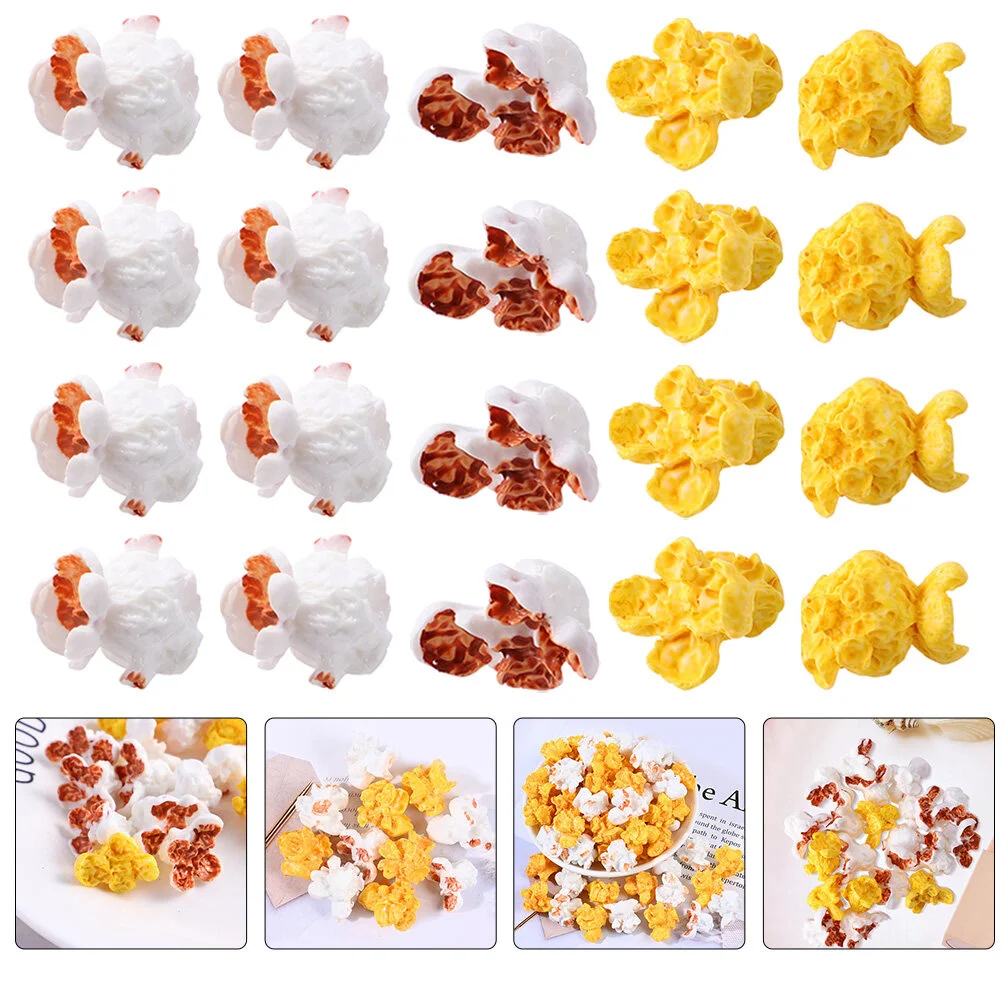 

100 Pcs Artificial Popcorn Mini Charm Creative Miniatures Pretend House Decoration Plastic Children's Toy Accessory