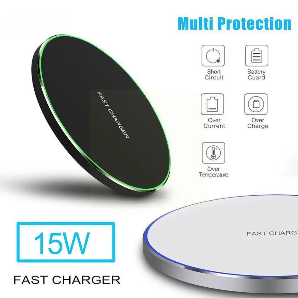 

15w Qi Fast Wireless Charger For 13 12 11 Pro Xs Xr X 8 3.0 Quick Charging Pad For S21 S20 S10 11 T7v1