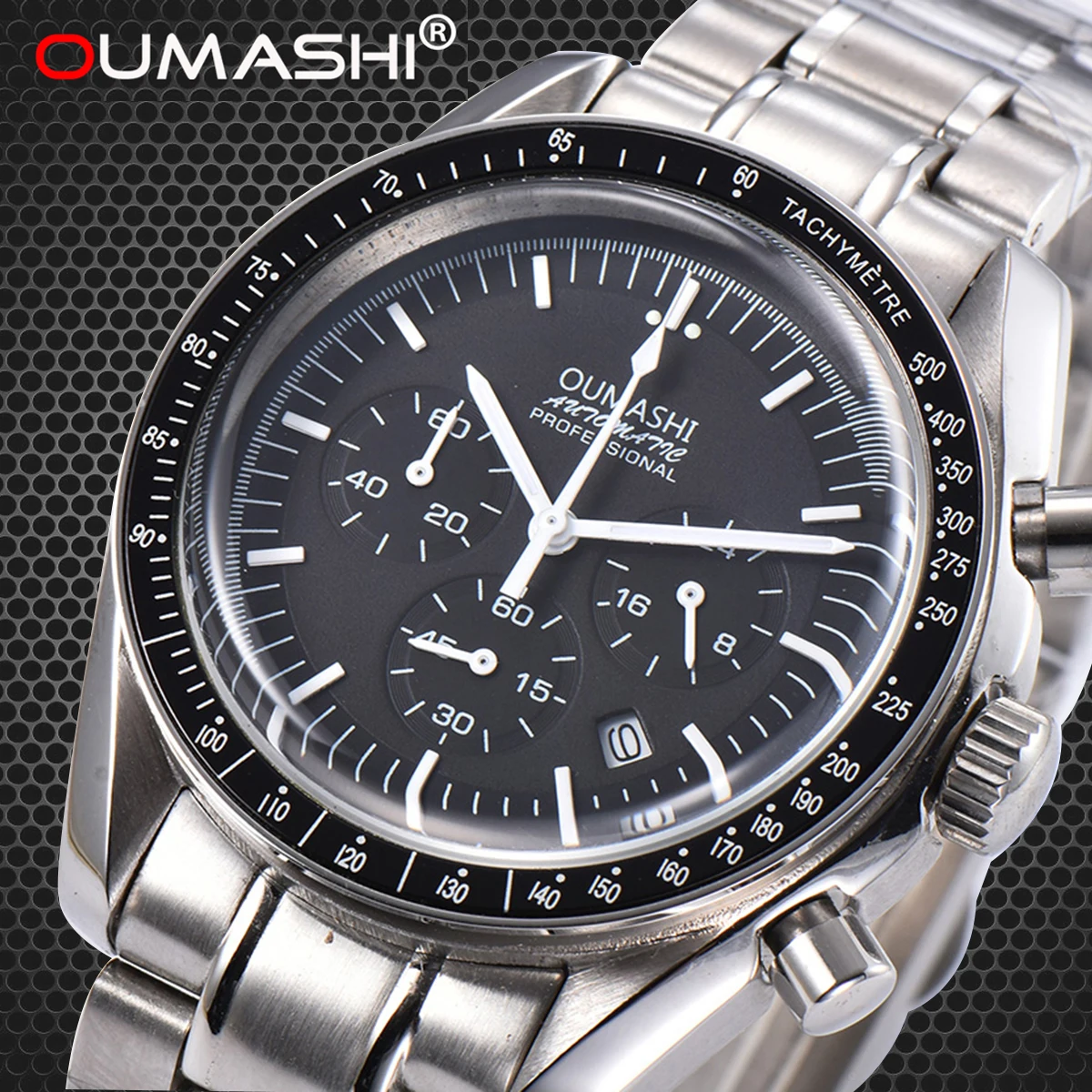 

OUMASHI 41mm New Luxury Men Watch Top Brand Waterproof Stainless Miyota os20 Japanese Quartz Movement Mechanical Wristwatch