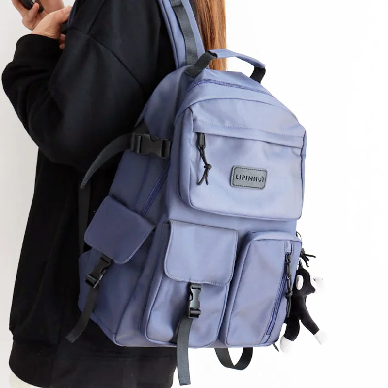 

New High Quality Nylon Women Backpack Female Multi-pocket Travel Rucksack Student School Bags for Teenage Girls Boys 3 Styles