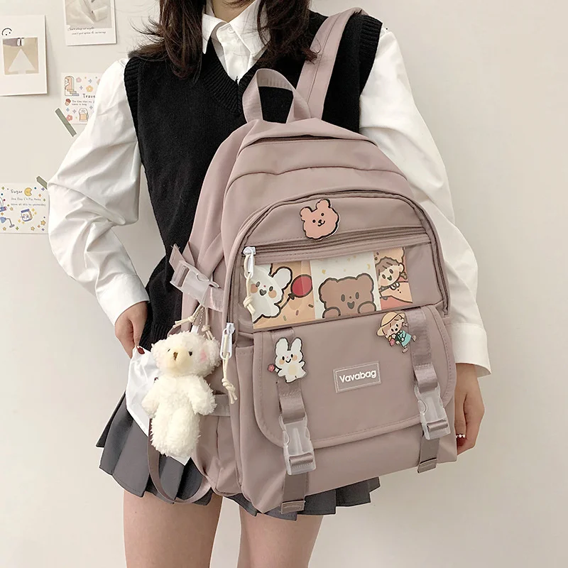TRAVEASY 2022 Japanese High School Girls Cute School Backpack Women Nylon Bag Casual Travel Backpack Student Bookpack
