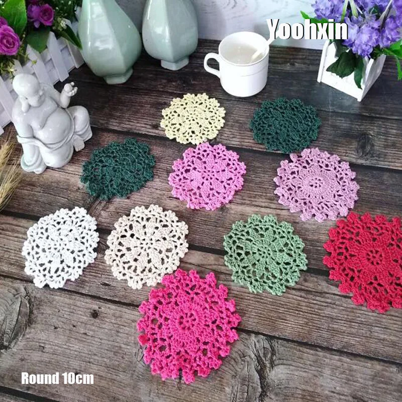 

2023 New Luxury Cotton Placemat Cup Coaster Mug Kitchen Drink Table Place Mat Cloth Lace Crochet Tea Dish Doily Handmade Pot Pad