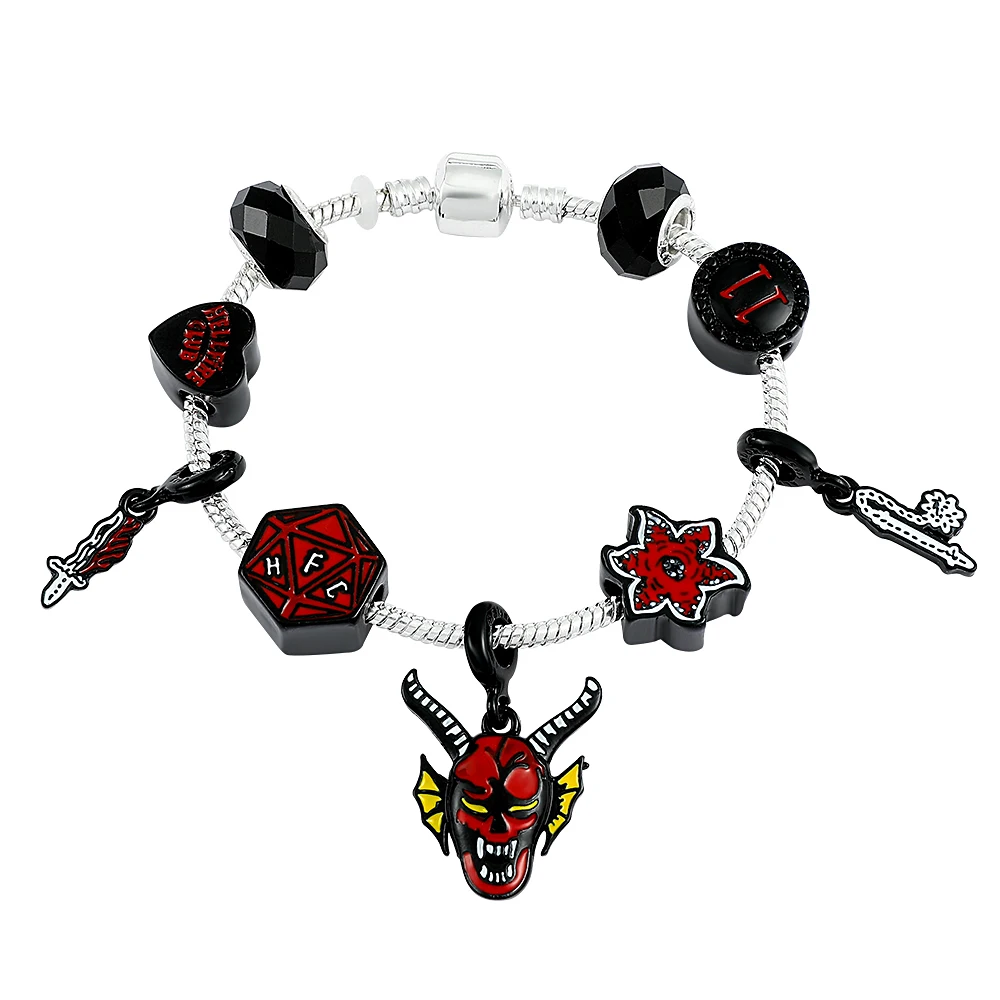 

Hellfire Club Eddie Munson Jewelry Beaded Bracelet Metal Chain Bangle For Women Men Accessories Gift For Fans